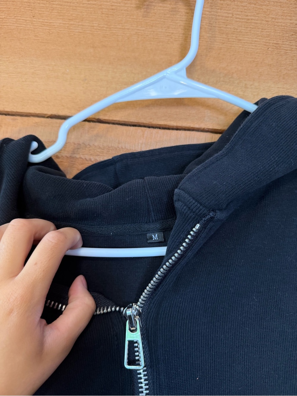 Cropped Black Zip-Up Hoodie - Picture 2 of 3